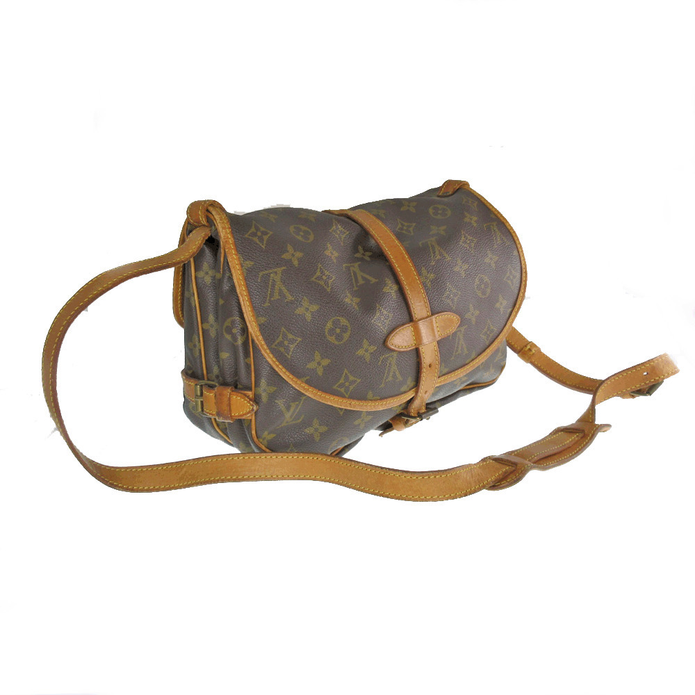 Louis Vuitton Monogram Bag Brown Shoulder Saumur Canvas